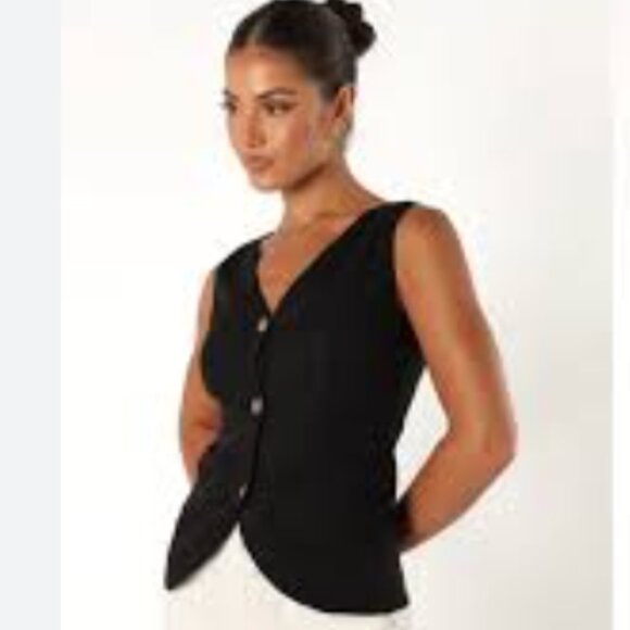 Petal and Pup Lola Linen Vest - Black Size XS $79 - Picture 1 of 7